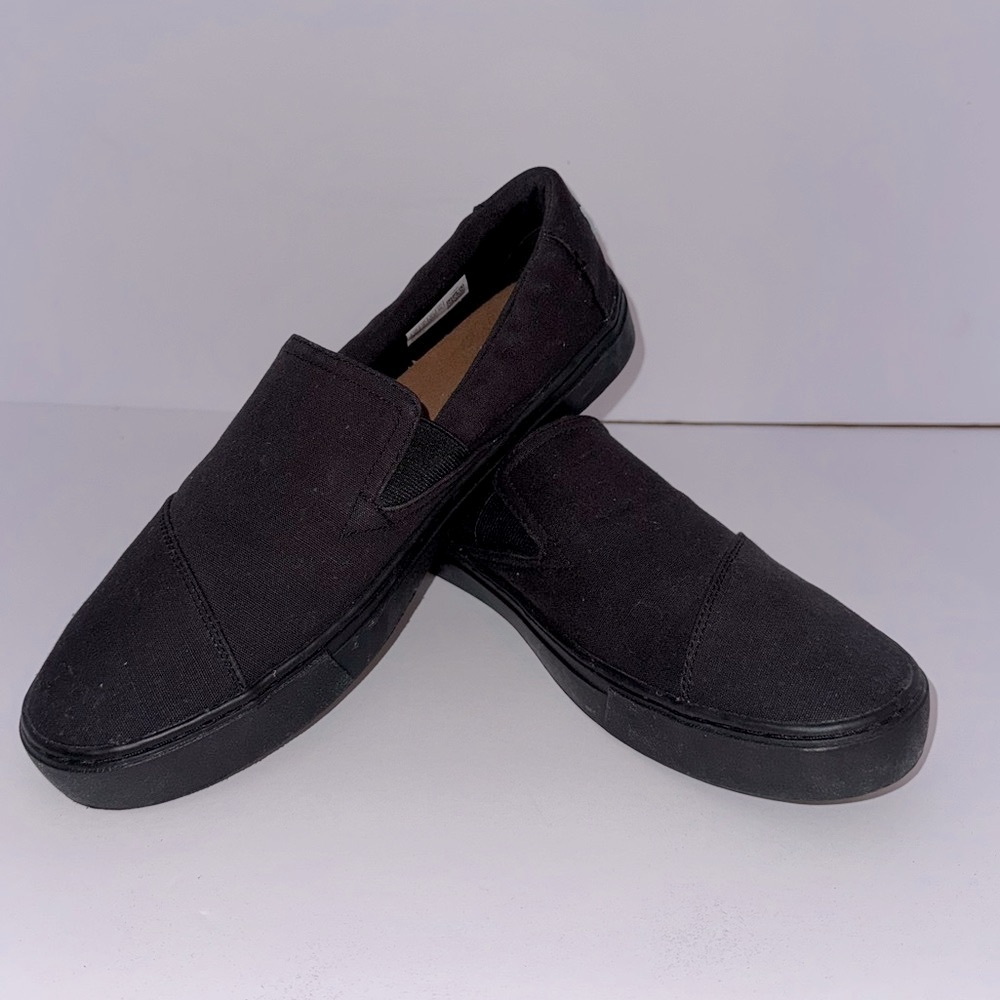 Toms Luca Black Canvas Slip On Shoes, Sz 11 NWOT